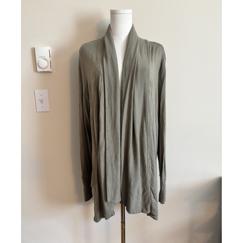 Athleta Pranayama Wrap Cardigan Sweater Plus Size 1X Green Cozy Soft Athleisure